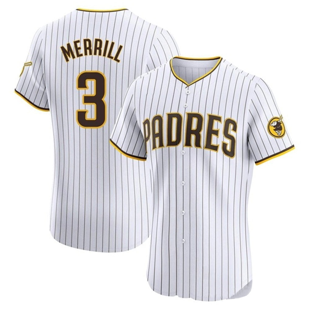 Tlead S.Diego Padres #3 Jackson Merrill Player White Home Limited Elite Stitched Jerseys