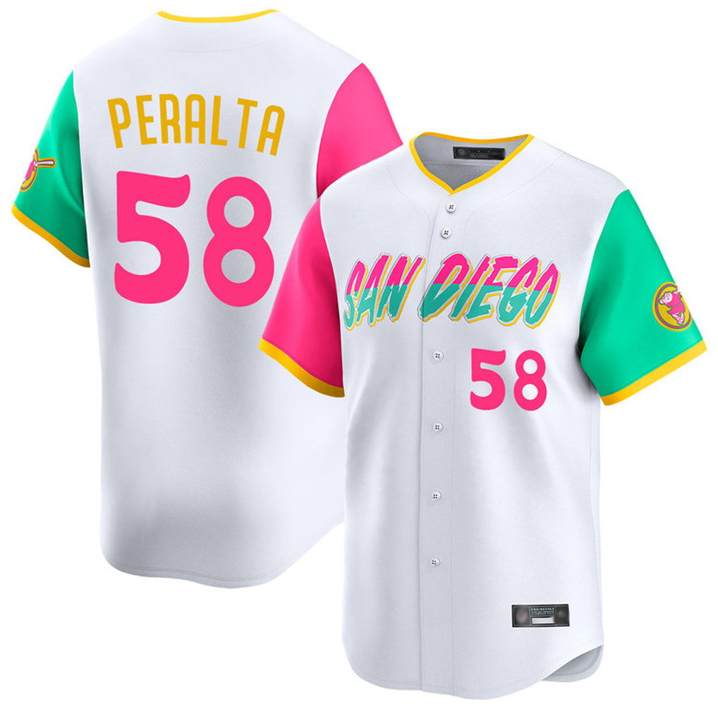 Tlead S.Diego Padres #58 Wandy Peralta Player White City Connect Home Limited Stitched Jerseys