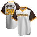 Tlead S.Diego Padres #58 Wandy Peralta Player White Home Cooperstown Collection Replica Game Stitched Jerseys
