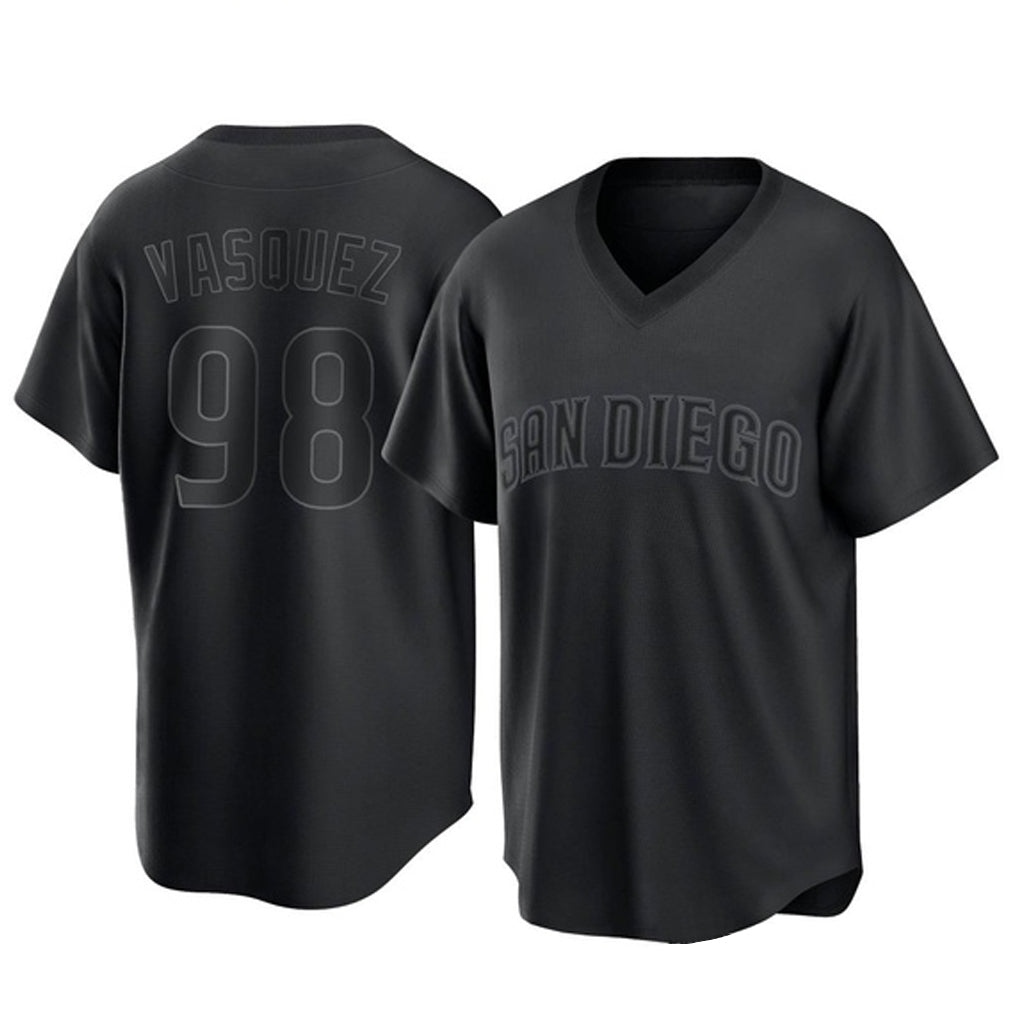 Tlead S.Diego Padres #98 Randy Vasquez Player Black Pitch Fashion Game T-shirt Stitched Jerseys