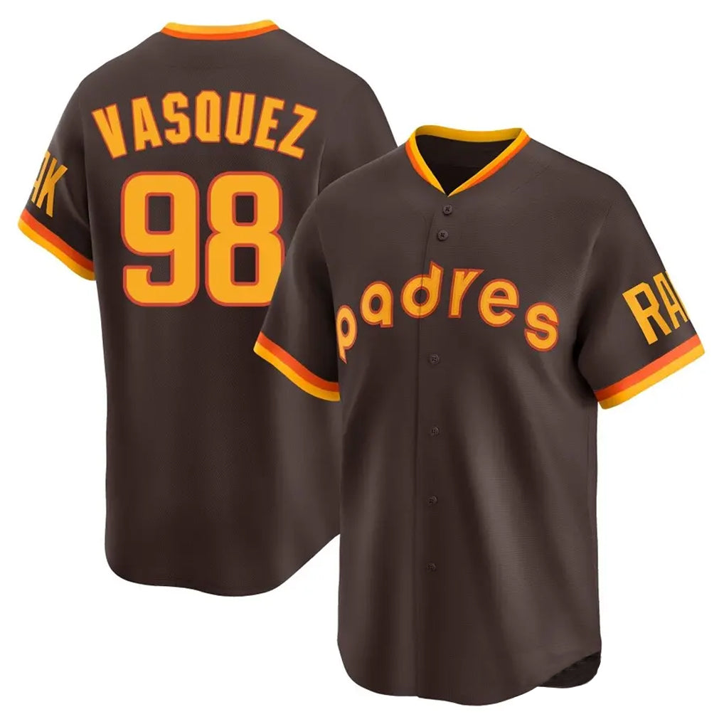 Tlead S.Diego Padres #98 Randy Vasquez Player Brown Home Cooperstown Collection Replica Game Stitched Jerseys