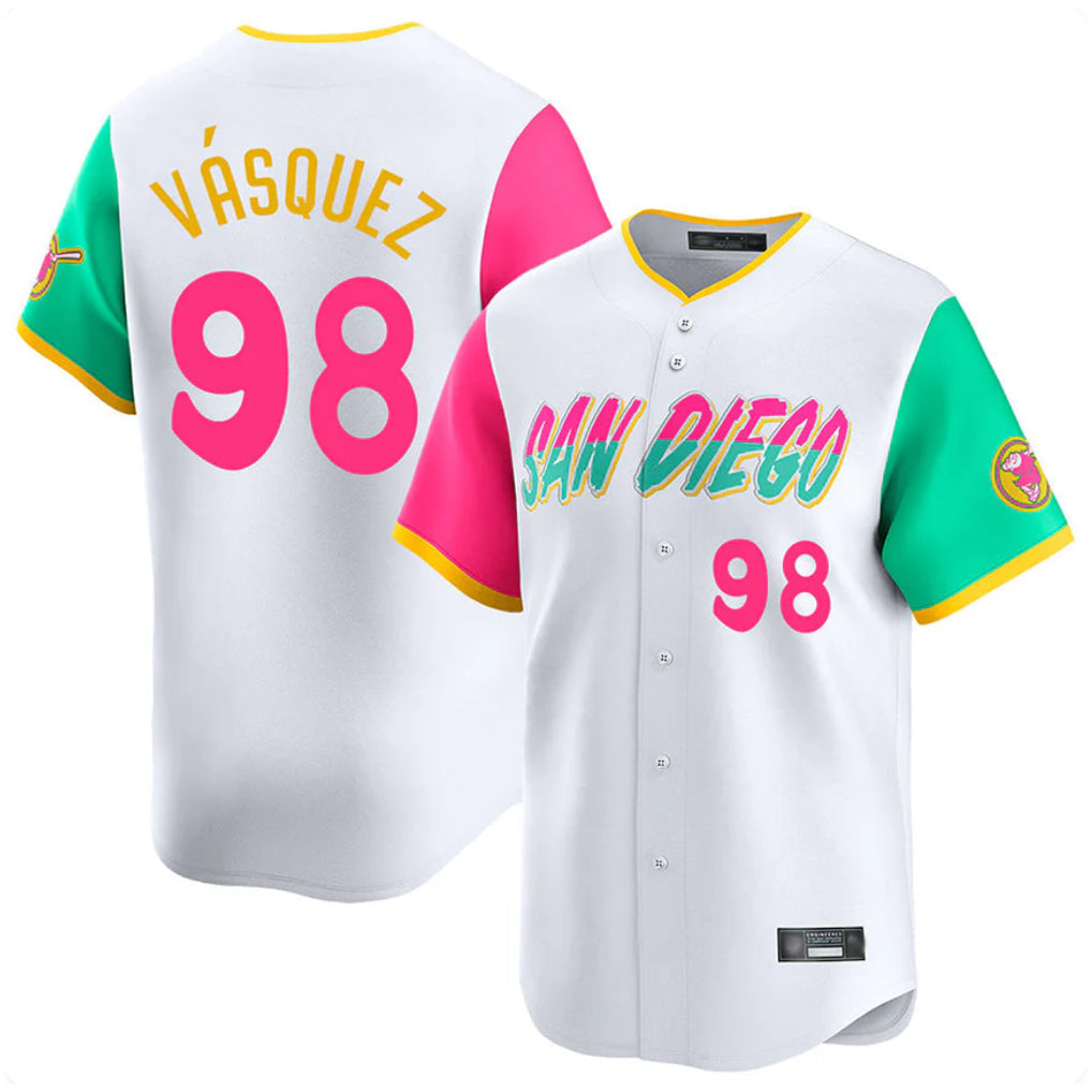 Tlead S.Diego Padres #98 Randy Vasquez Player White City Connect Home Limited Stitched Jerseys