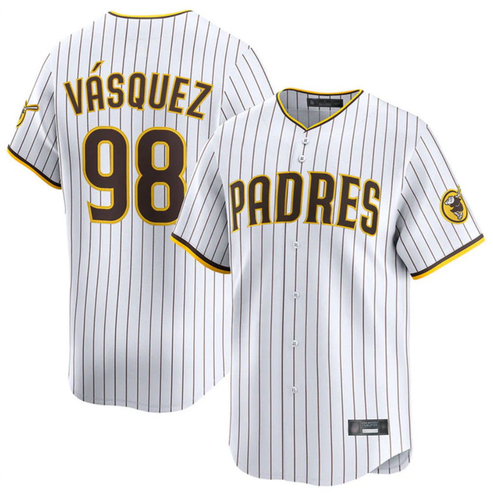 Tlead S.Diego Padres #98 Randy Vasquez Player White Home Limited Stitched Jerseys