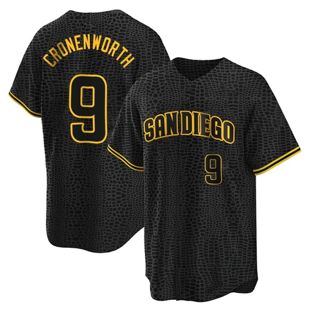 Tlead S.Diego Padres #9 Jake Cronenworth Player Black Snake Skin City Home Game Stitched Jerseys