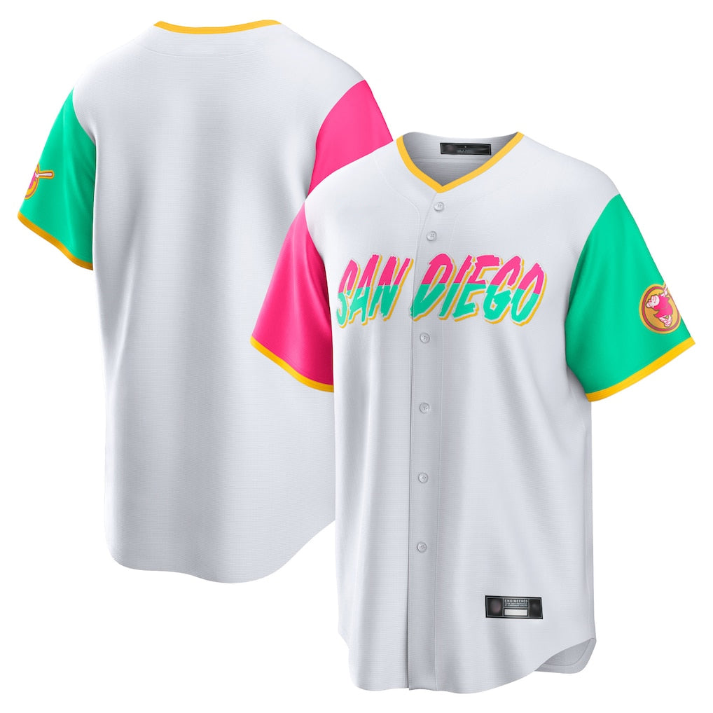 Tlead S.Diego Padres Blank Player White City Connect Home Game Stitched Jerseys
