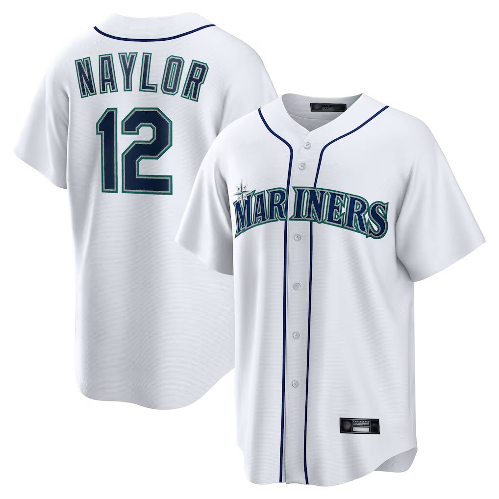 Tlead S.Mariners #12 Josh Naylor Player White Home Game Stitched Jerseys