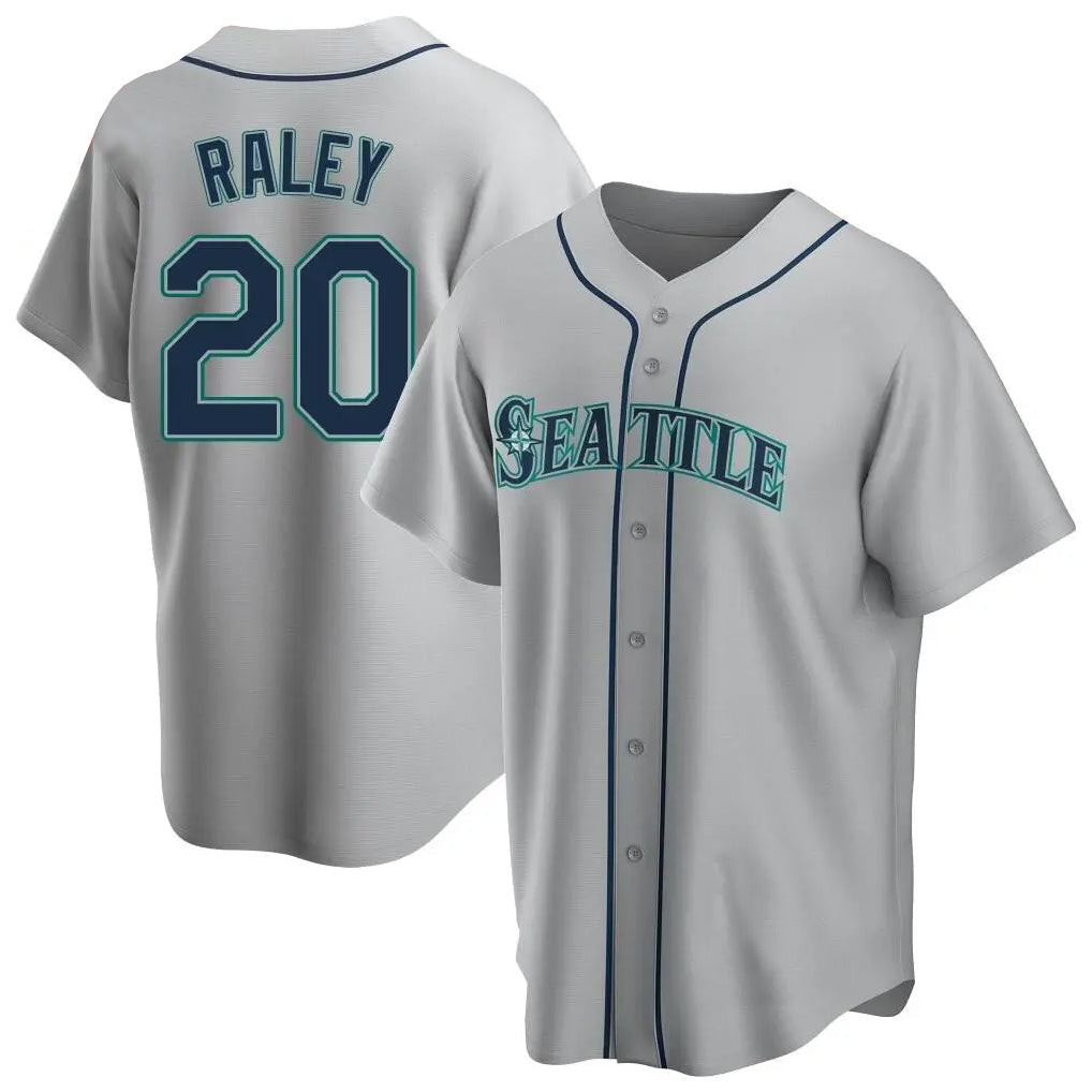 Tlead S.Mariners #20 Luke Raley Player Gray Home Game Stitched Jerseys