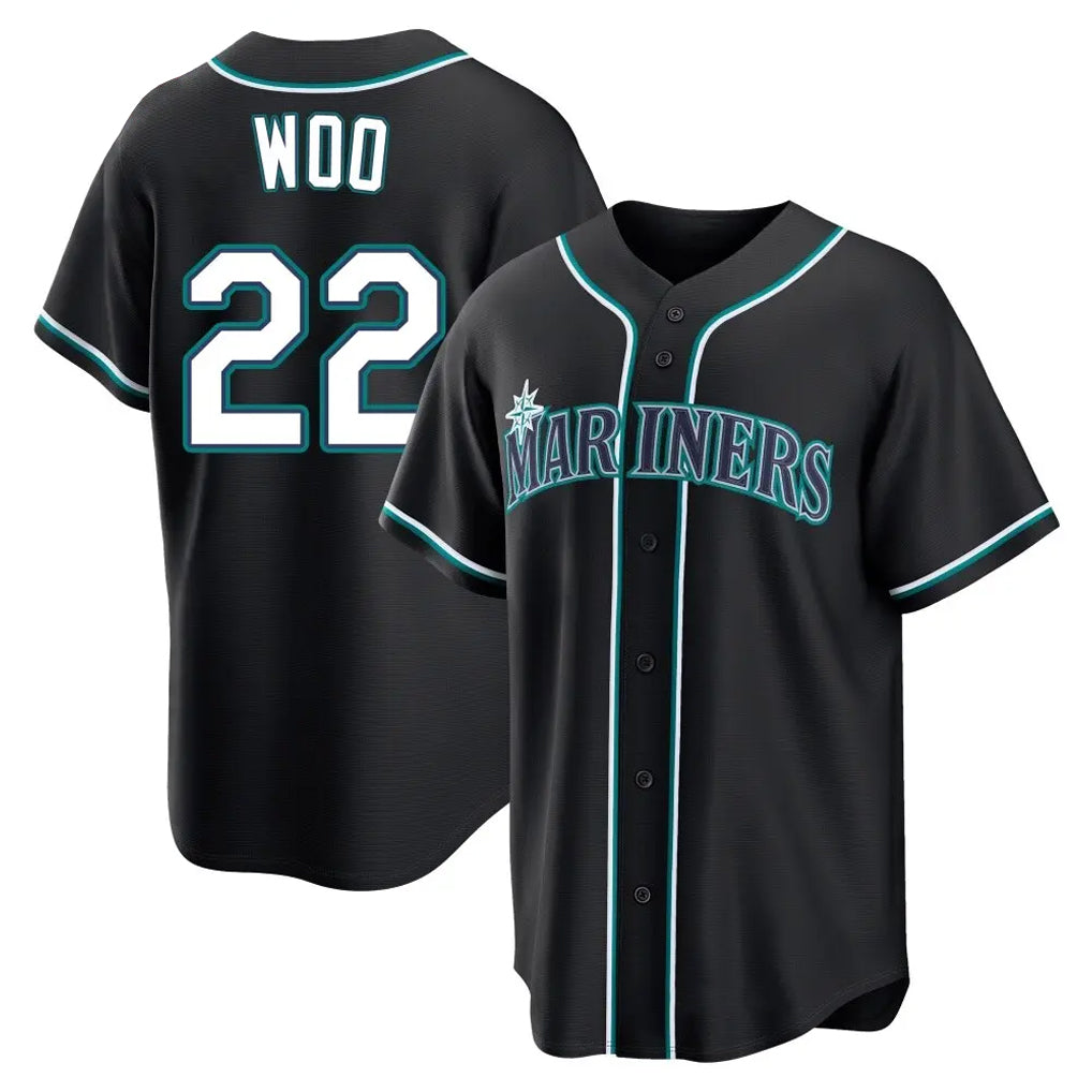 Tlead S.Mariners #22 Bryan Woo Player Black Fashion Home Limited Stitched Jerseys