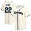 Tlead S.Mariners #22 Bryan Woo Player Cream Home Game Stitched Jerseys