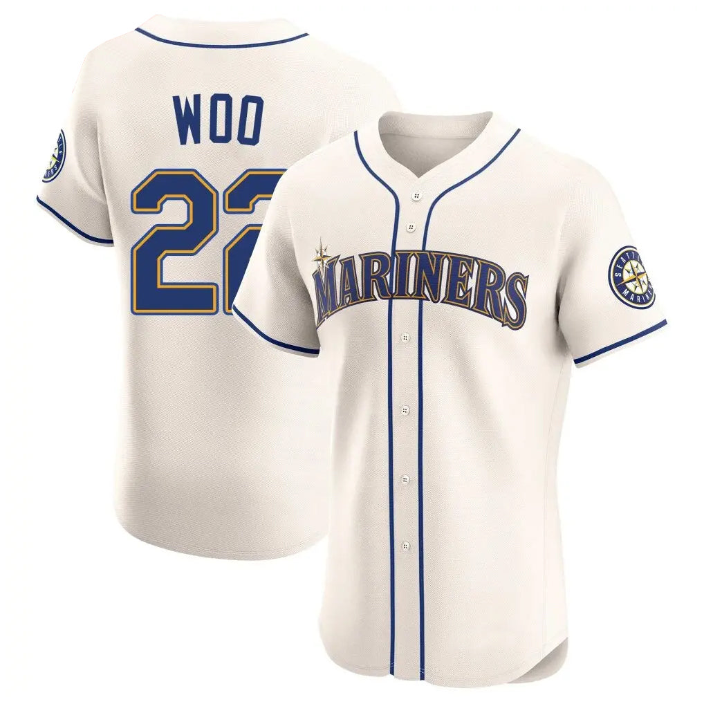Tlead S.Mariners #22 Bryan Woo Player Cream Home Limited Elite Stitched Jerseys