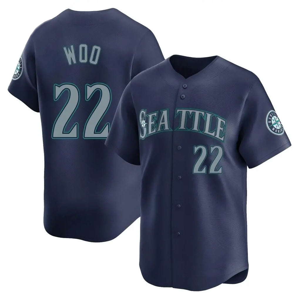 Tlead S.Mariners #22 Bryan Woo Player Navy Home Limited Stitched Jerseys