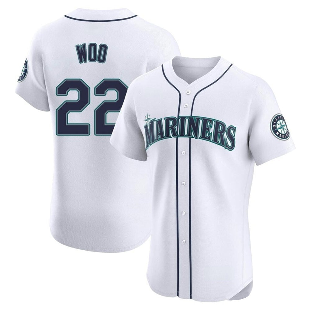 Tlead S.Mariners #22 Bryan Woo Player White Home Limited Elite Stitched Jerseys