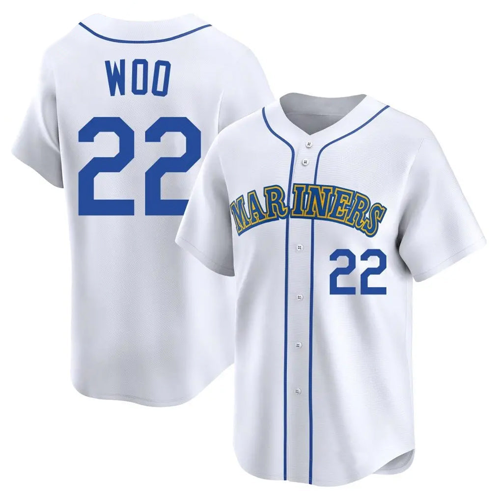 Tlead S.Mariners #22 Bryan Woo Player White Pitch Fashion Game Stitched Jerseys