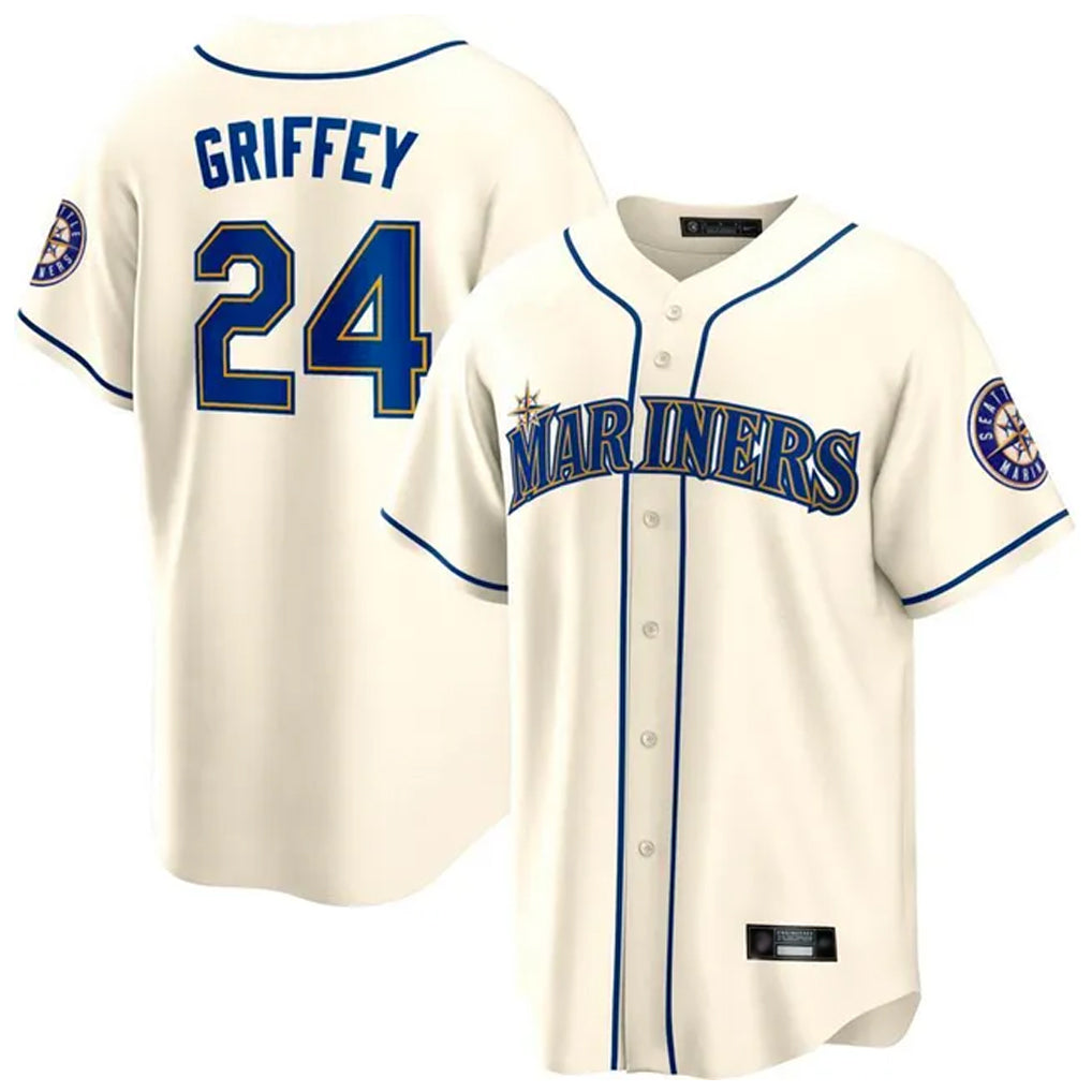 Tlead S.Mariners #24 Ken Griffey Jr Player Cream Cooperstown Home Limited Stitched Jerseys