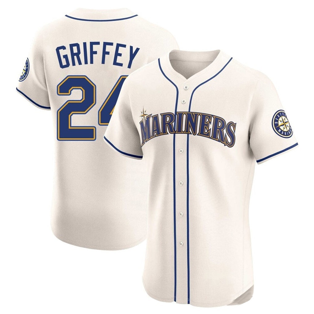 Tlead S.Mariners #24 Ken Griffey Jr Player Cream Home Limited Elite Stitched Jerseys
