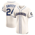 Tlead S.Mariners #24 Ken Griffey Jr Player Cream Home Limited Elite Stitched Jerseys