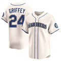 Tlead S.Mariners #24 Ken Griffey Jr Player Cream Home Limited Stitched Jerseys