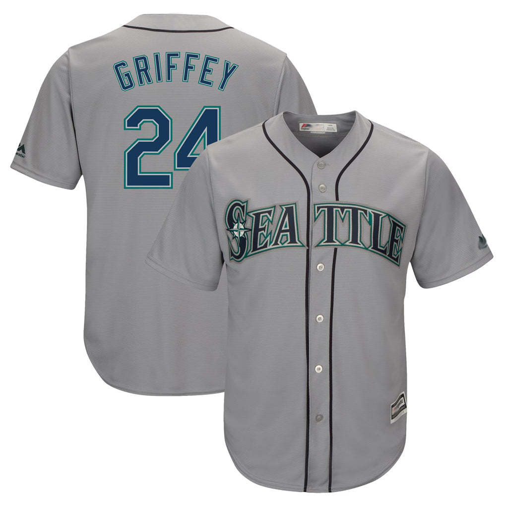 Tlead S.Mariners #24 Ken Griffey Jr Player Gray Cool Base Home Game Stitched Jerseys