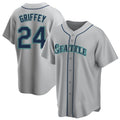 Tlead S.Mariners #24 Ken Griffey Jr Player Gray Home Game Stitched Jerseys