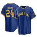 Tlead S.Mariners #24 Ken Griffey Jr Player Royal City Connect Home Game Stitched Jerseys