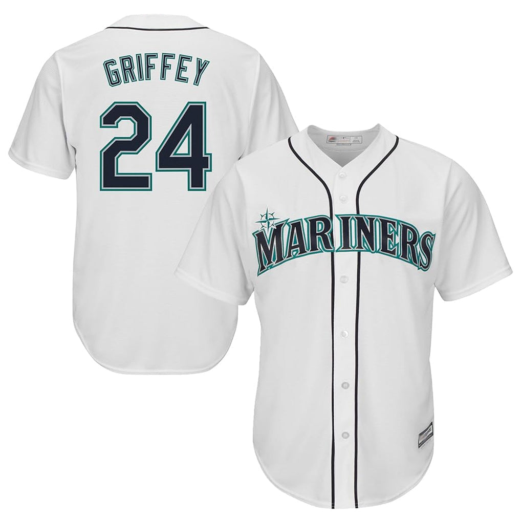 Tlead S.Mariners #24 Ken Griffey Jr Player White Cool Base Home Game Stitched Jerseys