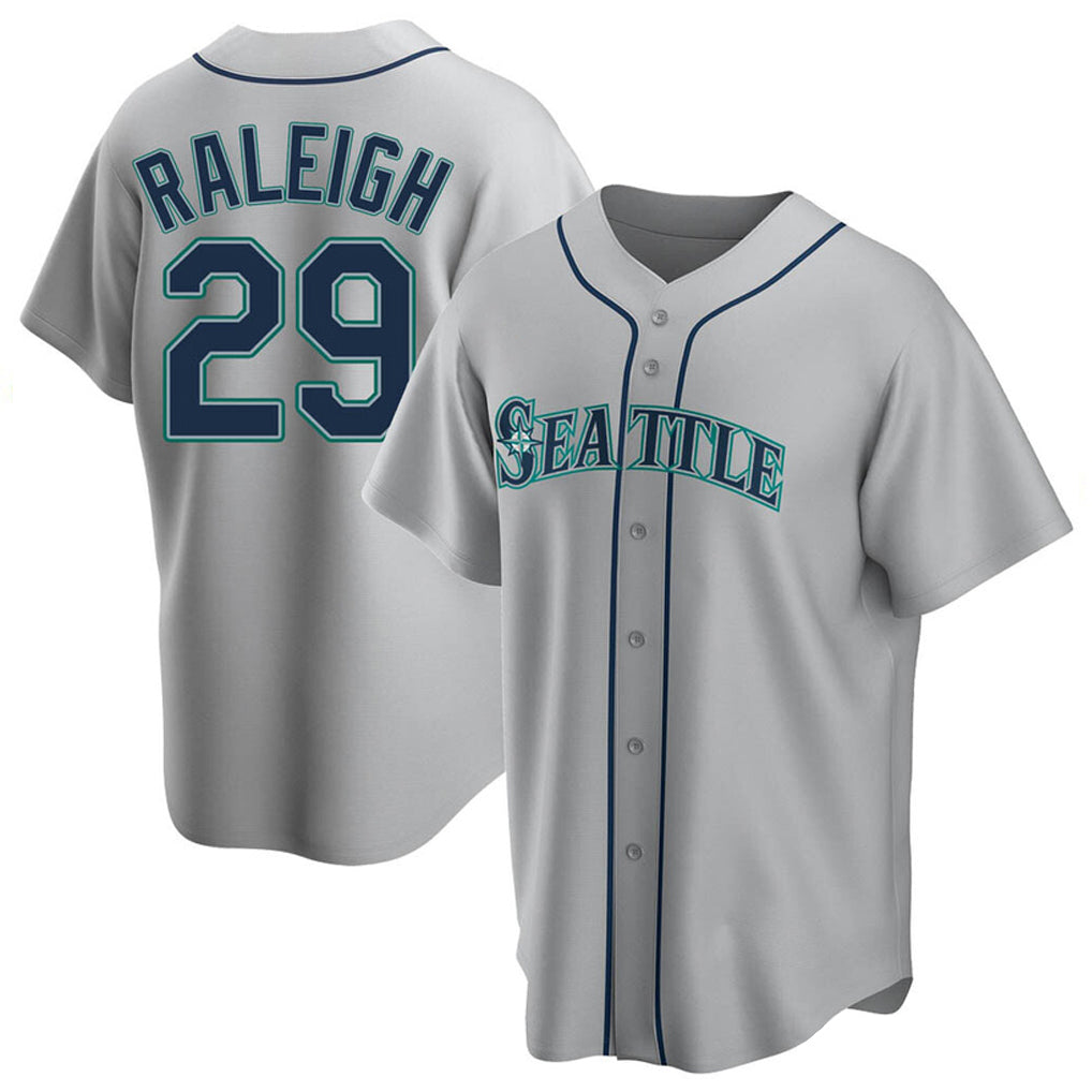 Tlead S.Mariners #29 Cal Raleigh Player Gray Home Game Stitched Jerseys