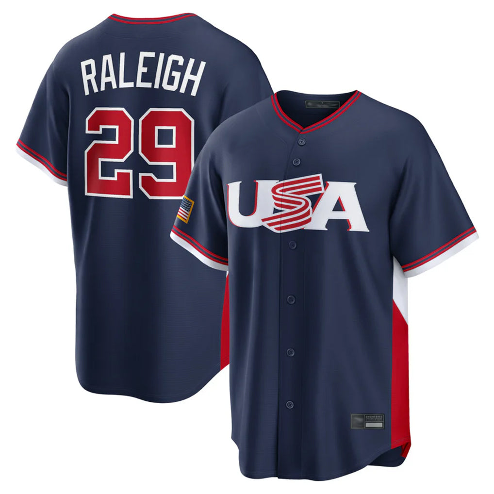 Tlead S.Mariners #29 Cal Raleigh Player Navy USA 2026 World Classic Game Stitched Jerseys
