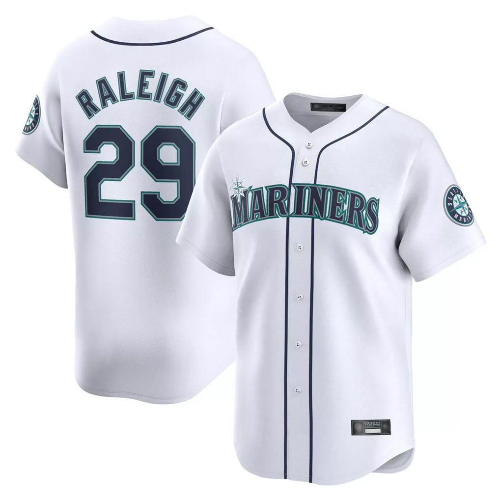 Tlead S.Mariners #29 Cal Raleigh Player White Home Limited Stitched Jerseys