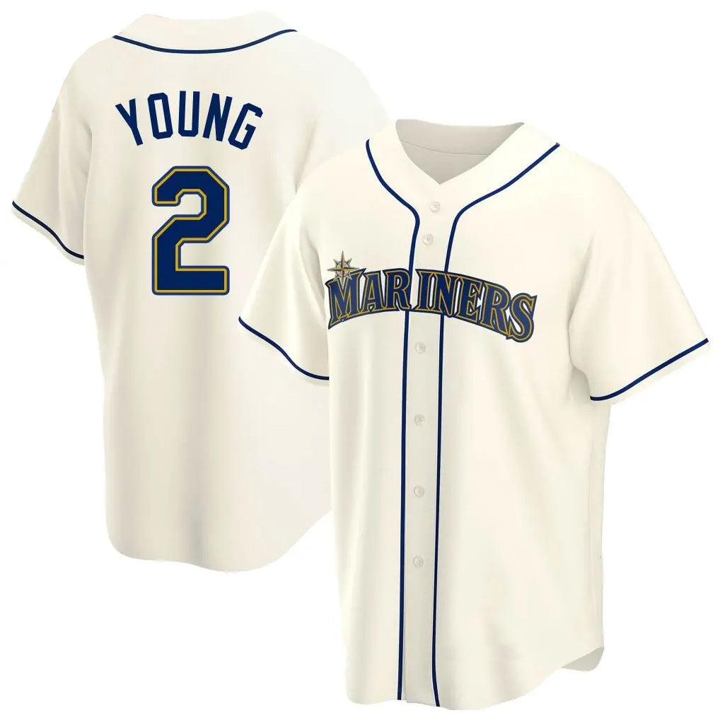 Tlead S.Mariners #2 Cole Young Player Cream Home Game Stitched Jerseys