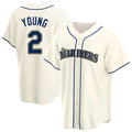 Tlead S.Mariners #2 Cole Young Player Cream Home Game Stitched Jerseys