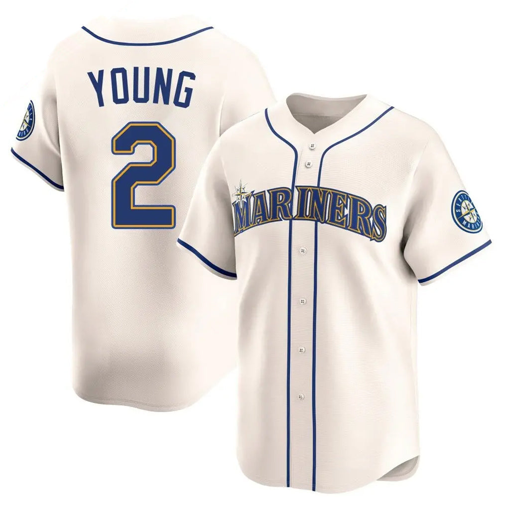 Tlead S.Mariners #2 Cole Young Player Cream Home Limited Stitched Jerseys