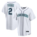 Tlead S.Mariners #2 Cole Young Player White Home Game Stitched Jerseys