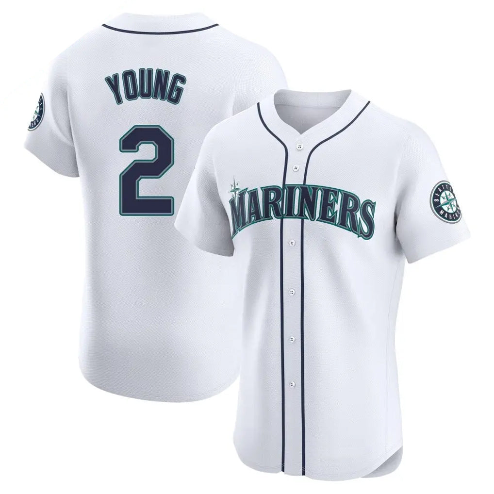 Tlead S.Mariners #2 Cole Young Player White Home Limited Elite Stitched Jerseys