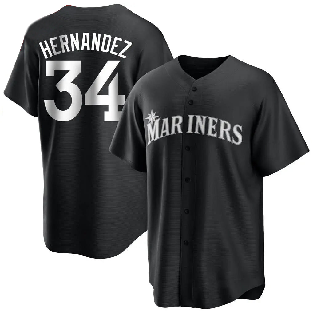 Tlead S.Mariners #34 Felix Hernandez Player Black Home Limited Stitched Jerseys