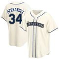 Tlead S.Mariners #34 Felix Hernandez Player Cream Home Game Stitched Jerseys