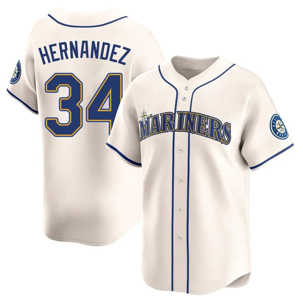 Tlead S.Mariners #34 Felix Hernandez Player Cream Home Limited Stitched Jerseys