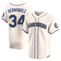 Tlead S.Mariners #34 Felix Hernandez Player Cream Home Limited Stitched Jerseys