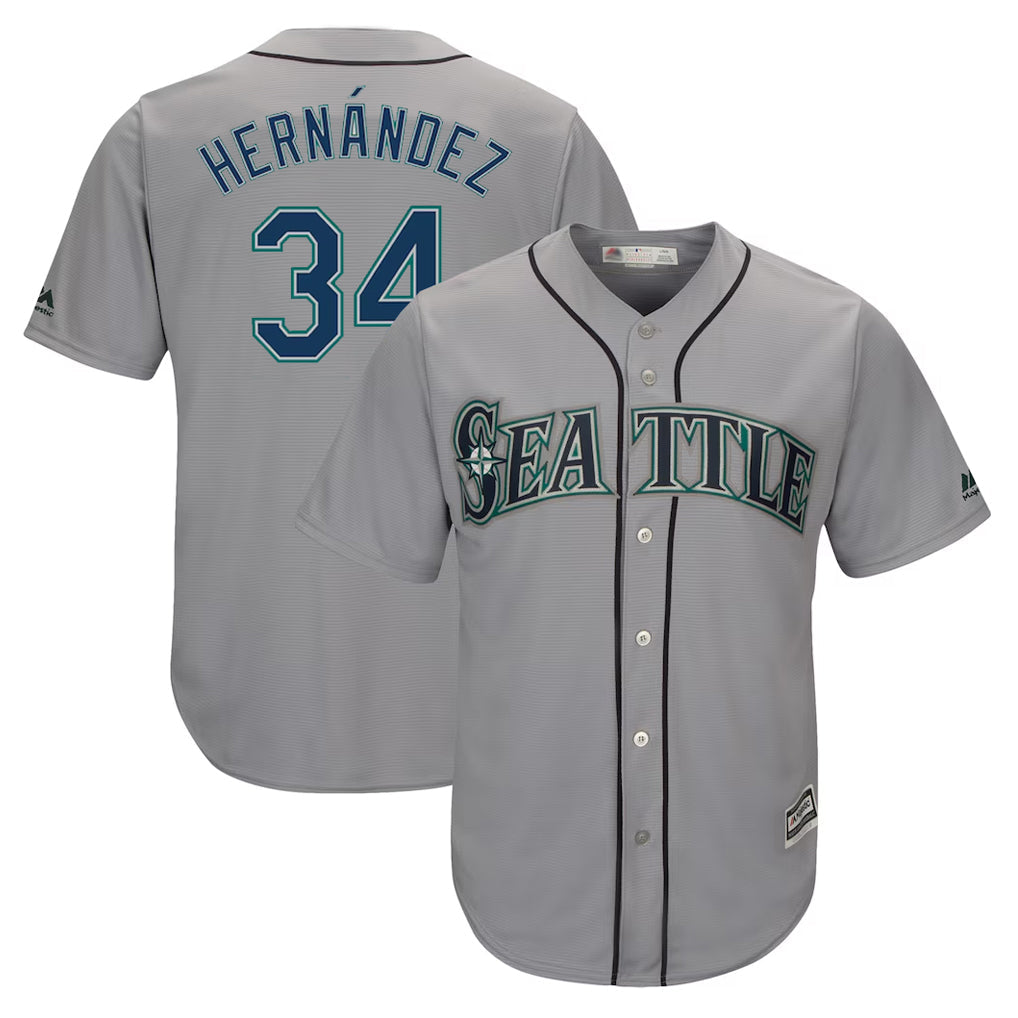 Tlead S.Mariners #34 Felix Hernandez Player Gray Majestic Home Cool Base Limited Stitched Jerseys