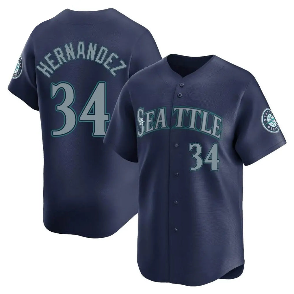 Tlead S.Mariners #34 Felix Hernandez Player Navy Home Limited Stitched Jerseys