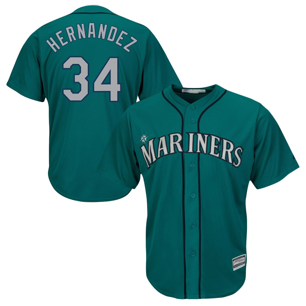 Tlead S.Mariners #34 Felix Hernandez Player Teal Majestic Cool Base Limited Stitched Jerseys