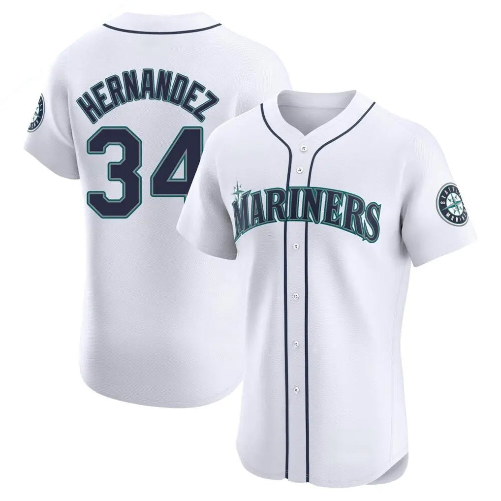 Tlead S.Mariners #34 Felix Hernandez Player White Home Limited Elite Stitched Jerseys