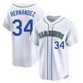 Tlead S.Mariners #34 Felix Hernandez Player White Limited Throwback Cooperstown Collection Stitched Jerseys