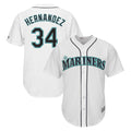Tlead S.Mariners #34 Felix Hernandez Player White Majestic Home Cool Base Limited Stitched Jerseys