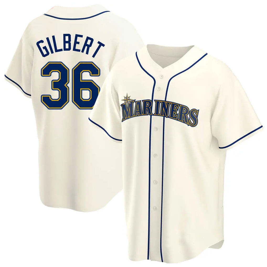 Tlead S.Mariners #36 Logan Gilbert Player Cream Home Game Stitched Jerseys