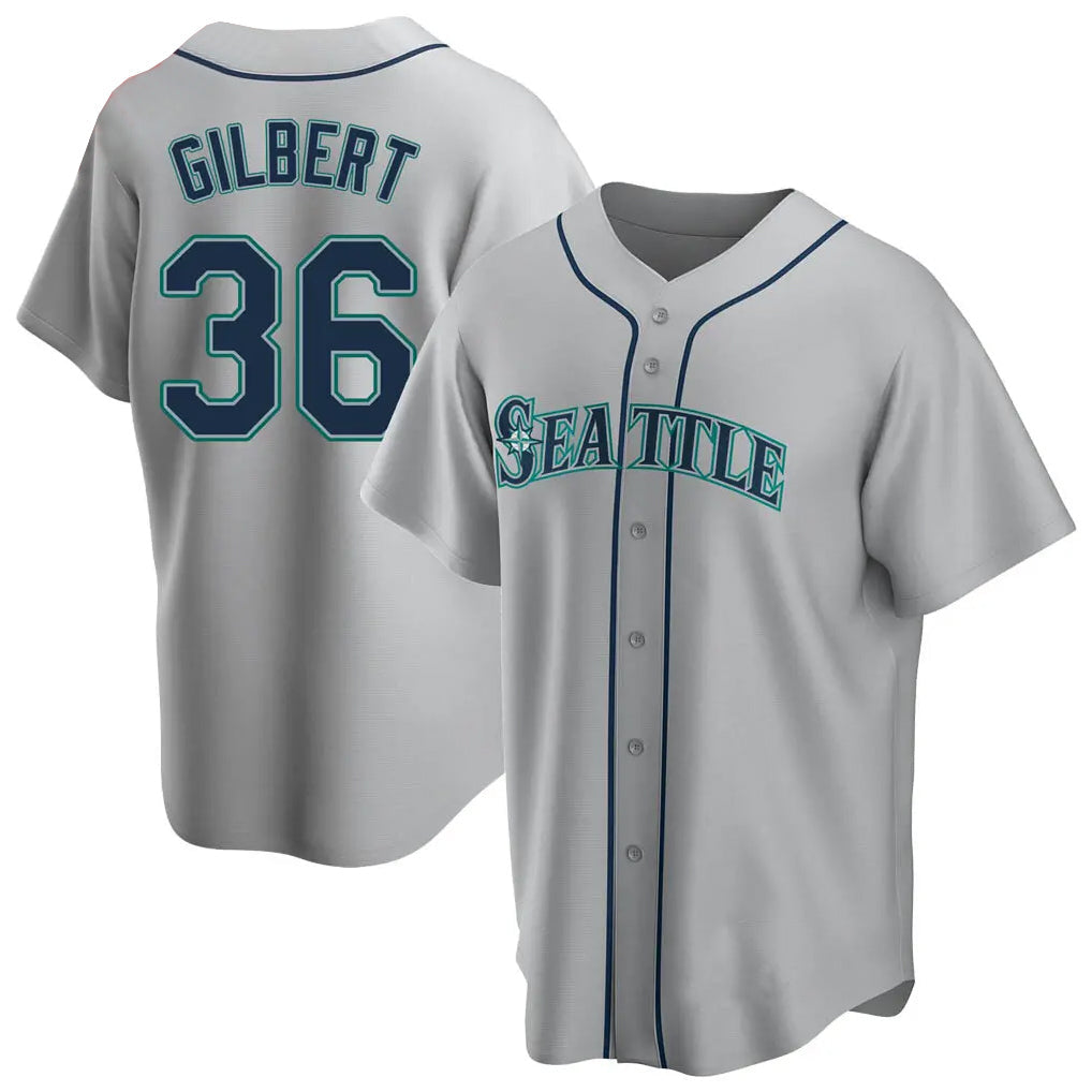 Tlead S.Mariners #36 Logan Gilbert Player Gray Home Game Stitched Jerseys