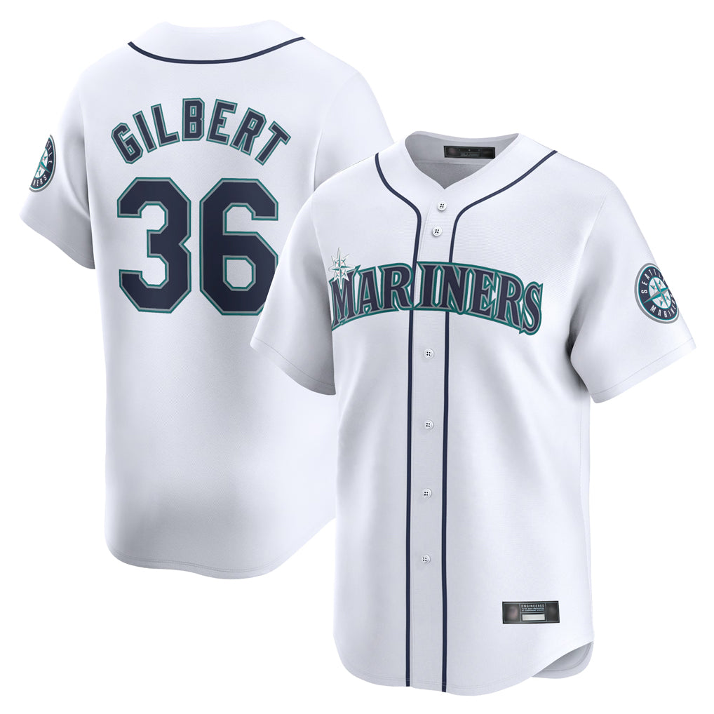Tlead S.Mariners #36 Logan Gilbert Player White Home Limited Stitched Jerseys