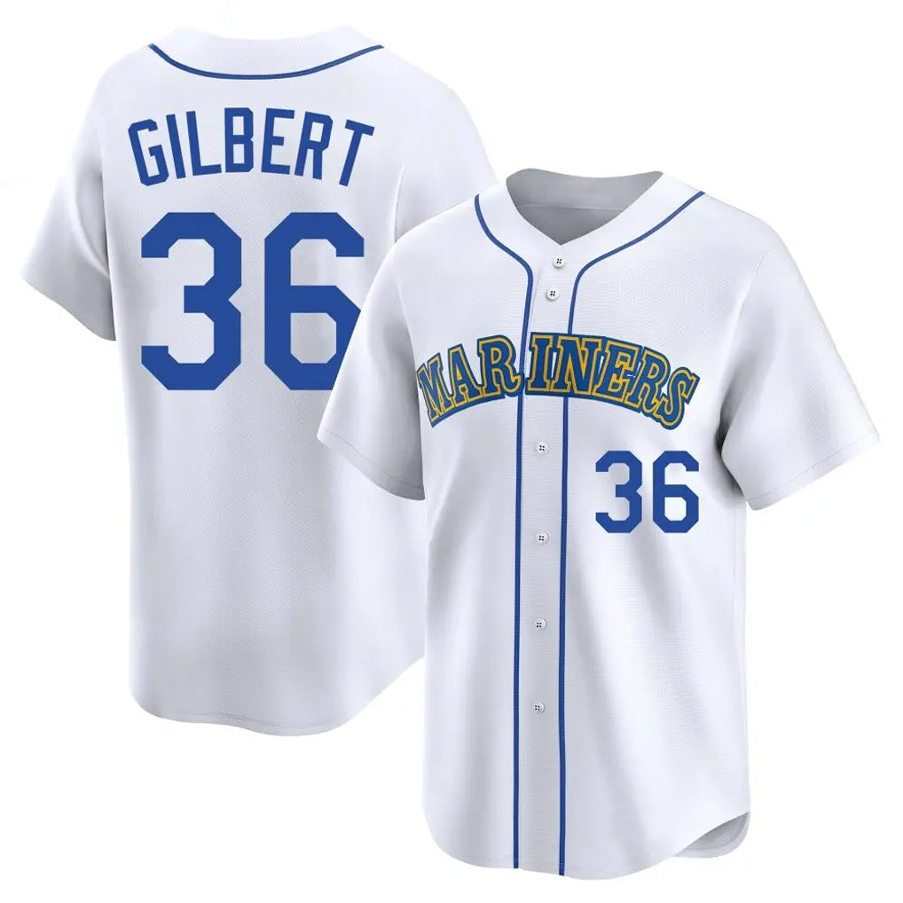Tlead S.Mariners #36 Logan Gilbert Player White Throwback Cooperstown Collection Limited Game Stitched Jerseys