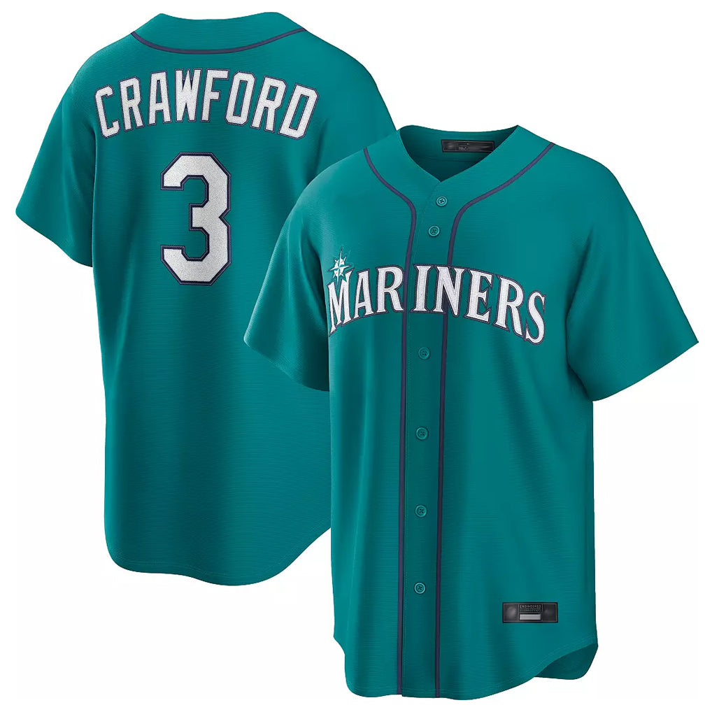 Tlead S.Mariners #3 J.P. Crawford Player Teal Home Game Stitched Jerseys