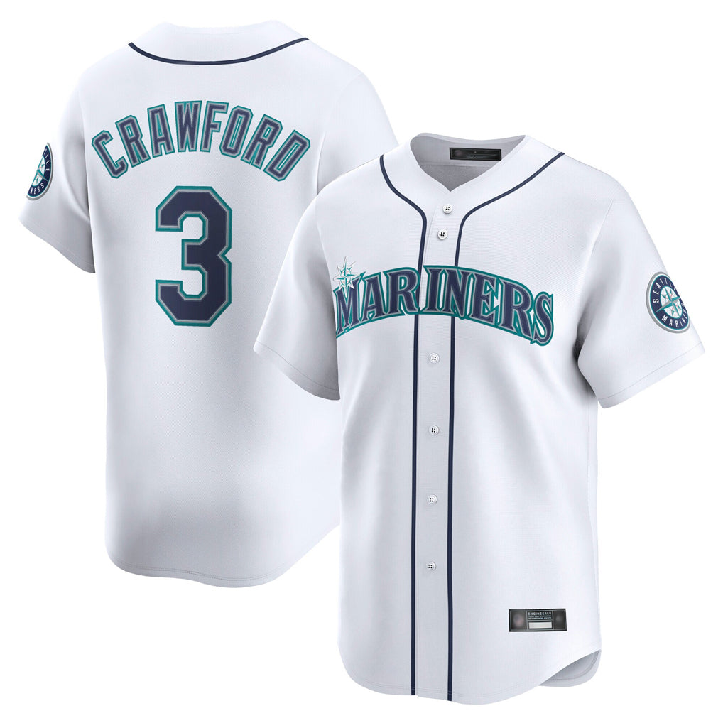 Tlead S.Mariners #3 J.P. Crawford Player White Home Limited Stitched Jerseys