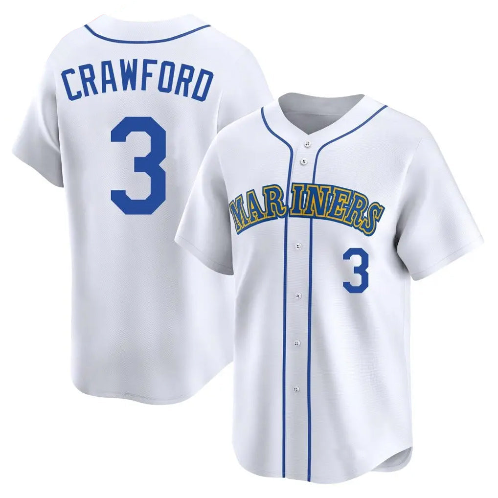 Tlead S.Mariners #3 J.P. Crawford Player White Pitch Fashion Game Stitched Jerseys